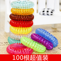 Telephone line Hairband female small small Korean tie hair rope color leather band electric coil headgear