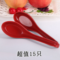 Kitchen creative home Korean long handle plastic with hook adult children melamine soup spoon imitation porcelain spoon tableware