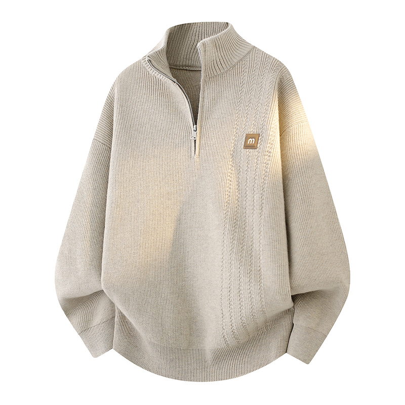 Autumn and Winter Luxury Semi-Zip Stand-Collar Men's Knit Sweater, Thick Textured, Warm, Trendy High-End Inner Layer Sweater Autumn and Winter Luxury Semi-Zip Stand-Collar Men's Knit Sweater, Thick Textured, Warm, Trendy High-End Inner Layer Sweater