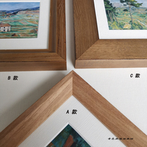 New narrow edge teak solid wood picture frame simple middle-aged style sketch calligraphy acrylic decorative picture frame full size customization