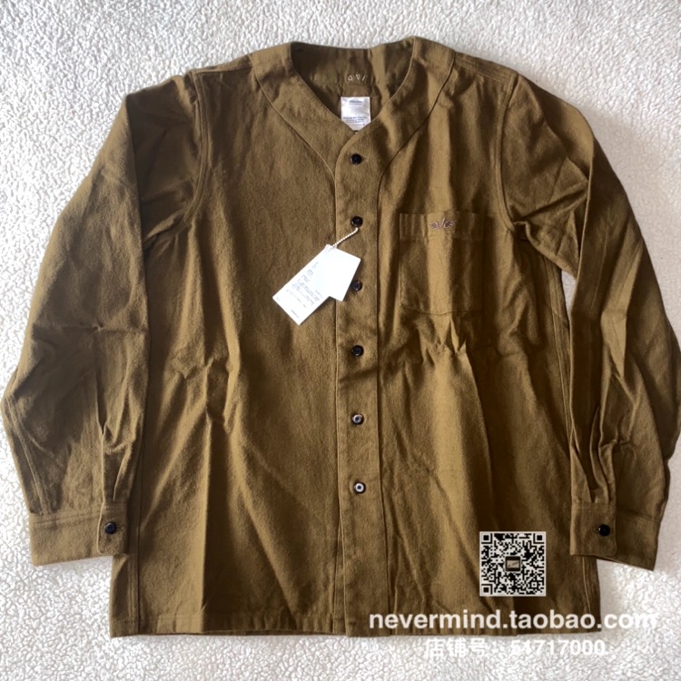 トップス VISVIM FREE EDGE SHIRT BASEBALL COLLAR 1 良品 VISVIM FREE EDGE SHIRT BASEBALL COLLAR ノーカラー