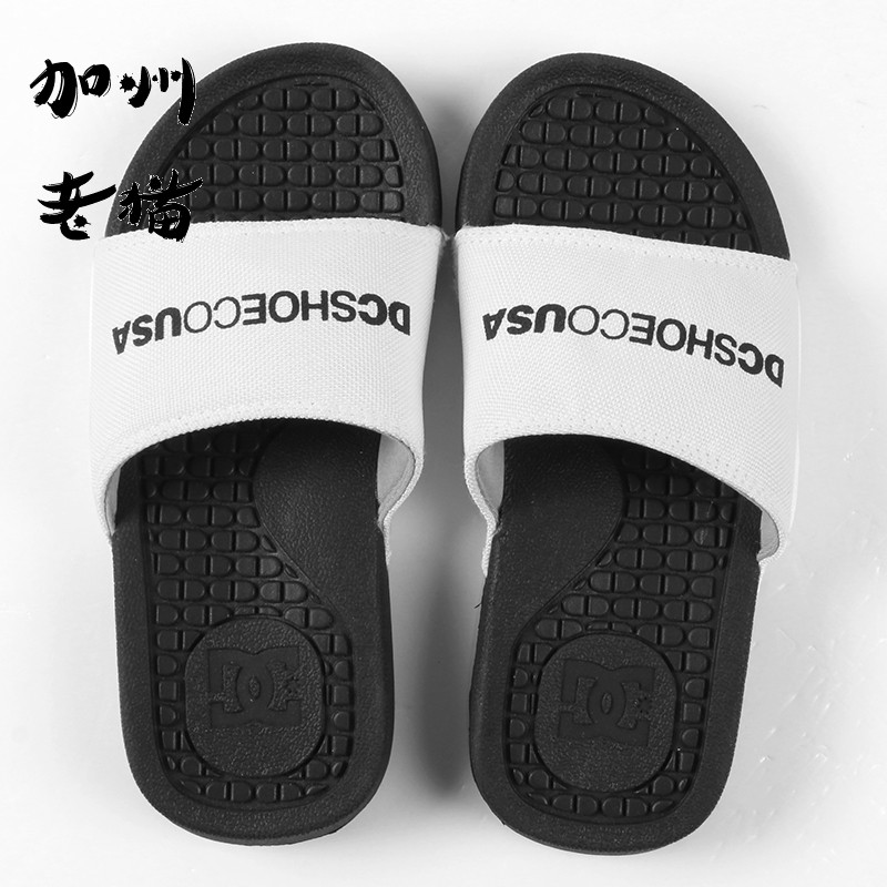 Mùa hè mới DCSHOECOUSA Phụ nữ dép đi biển DC thể thao dép trắng đen ADJL100018-WBK dép vip