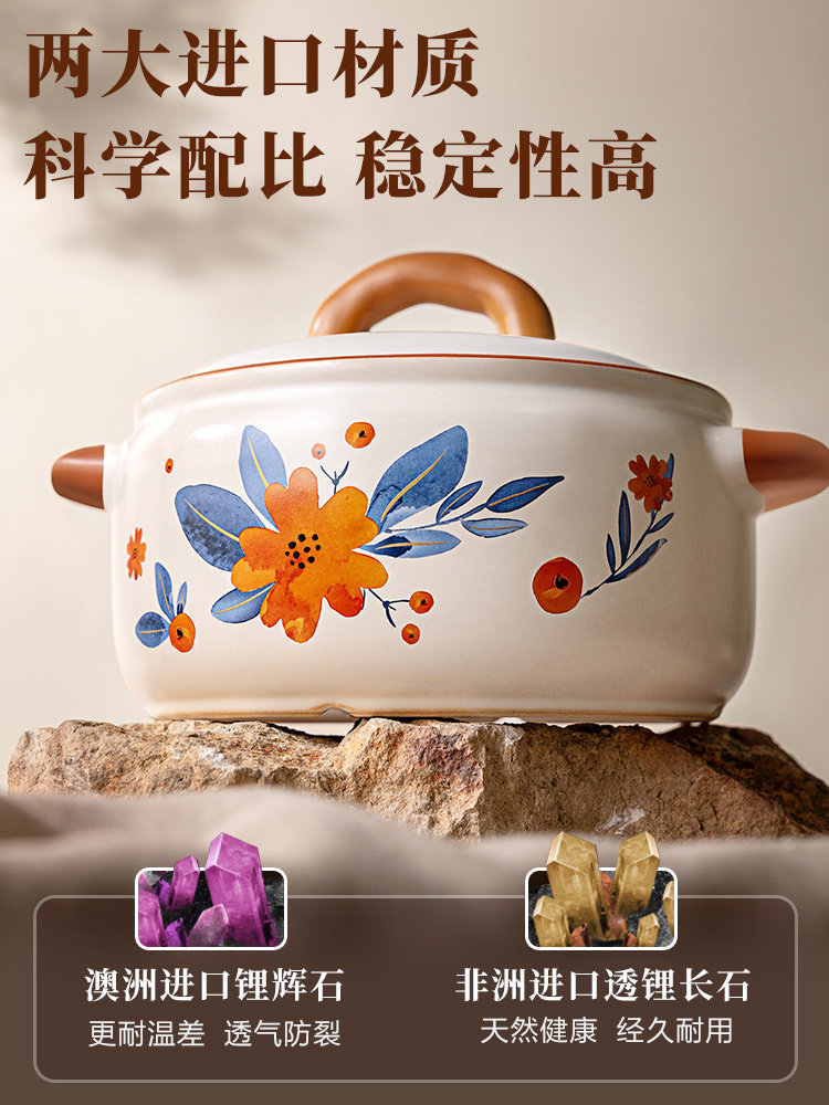 Aistar Clay Pot for Home Use, Suitable for Gas Stoves, High-Temperature Resistant, Non-Cracking, for Soup and Stewing, Wide-Mouth Deep Pot for Claypot Rice