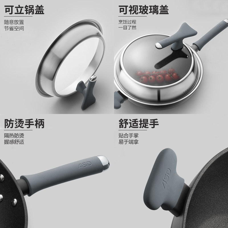 Aistar Diamond Cyclone Frying Pan, No Oil Smoke, Non-Stick Pan for Home Use, Gas Stove Special, Flat-Bottomed Cooking Pan
