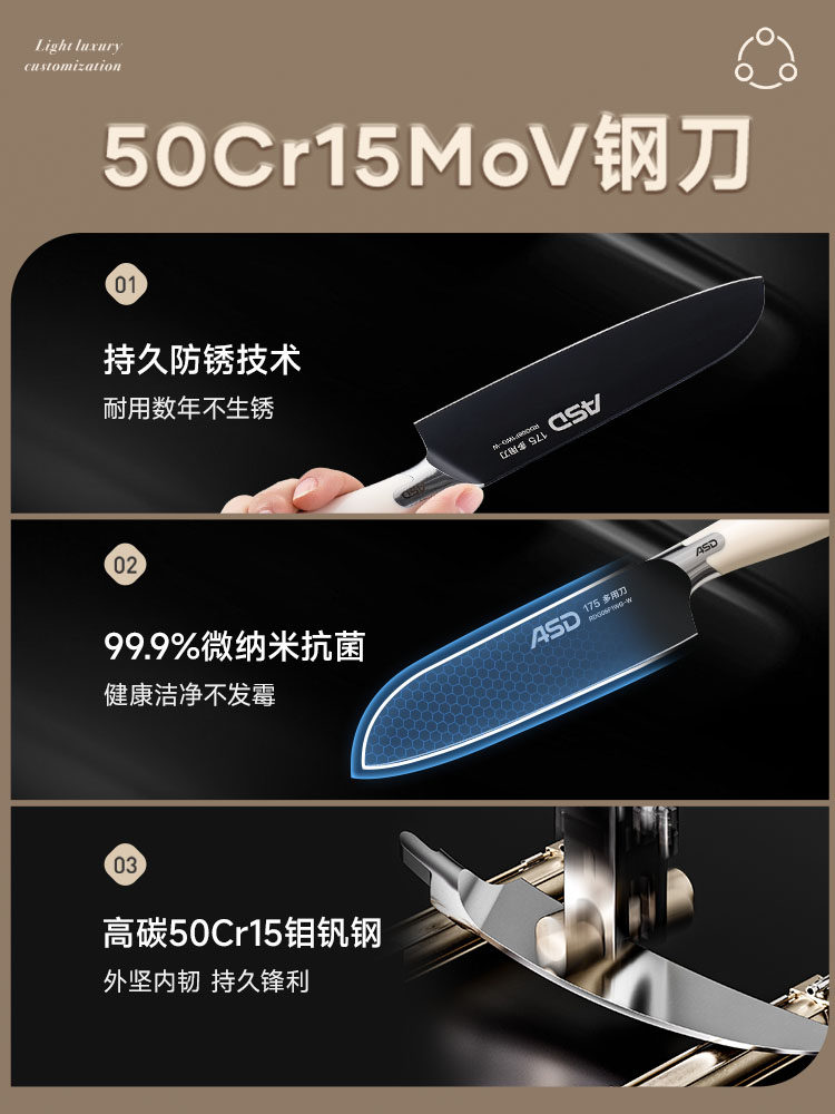 Aistar White Complete Kitchen Knife Set Household Sharp Kitchen Knives Stainless Steel Black Knife Set Cutting Board Kitchenware Combination