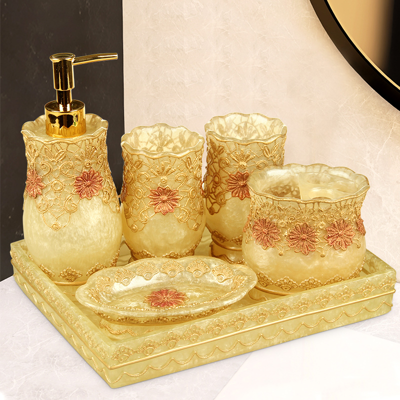 European style bathroom five-piece wash set simple creative toilet bathroom appliances bathroom resin teeth
