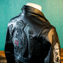 Mochen first layer cowhide horse totem embroidery autumn air force leather jacket locomotive suit lapel leather jacket
