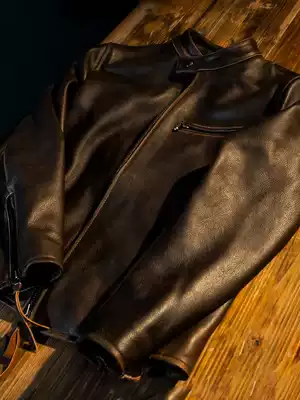 Mochen leather coffee Knight retro first layer pure cowhide locomotive jacket men leather jacket
