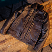 Mochen spring and autumn leather jacket cowhide leather jacket 506 brown cow leather top layer cowhide leather jacket mens leather jacket
