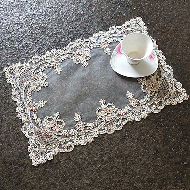 Korean-style European lace gauze tablecloth placemat Plate pad Rectangular cover towel cup set-top box Small household appliances Multi-purpose cover cloth