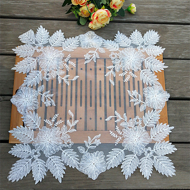 Versatile square cover towels Foreign trade European-style Korean Lace Embroidery Dust Cover Table Mat Tea Tray Tea Set Machine Geb