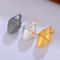 S925 S925 Squirrel Mi di rubbed the hollow heart of the eight tower pendant can open the gold - plated Tibetan national wind and female hanging necklace