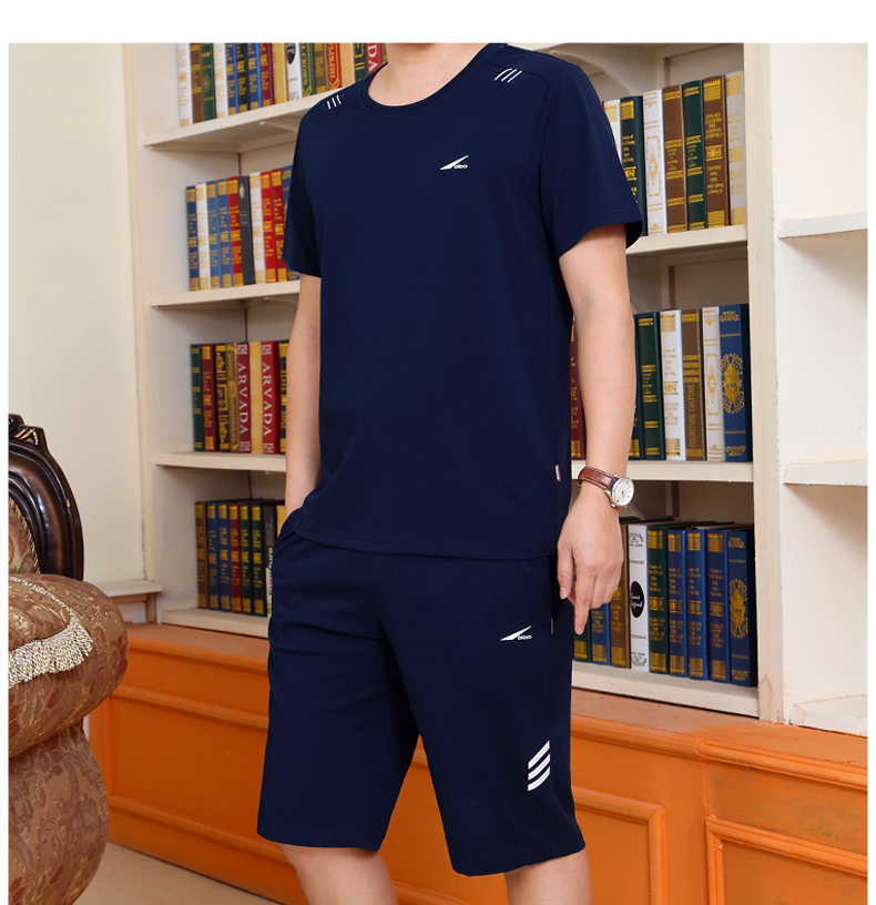 Bộ đồ thể thao nam mùa hè quần short tay ngắn cotton mùa hè mỏng phần trung niên nam giản dị cỡ lớn thể thao trung niên - Thể thao sau bộ thể thao adidas nữ chính hãng