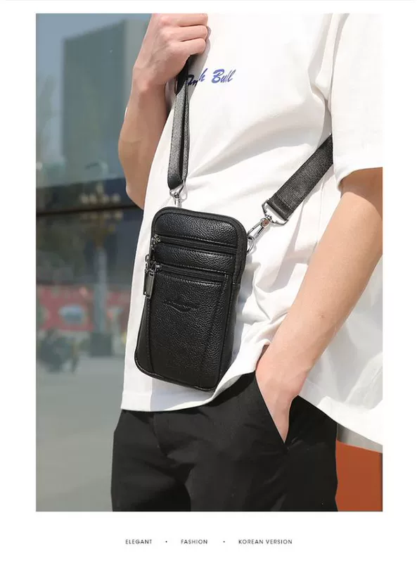 Túi da nam đa chức năng Messenger túi da bò thắt lưng 5,5-6-7 inch túi điện thoại di động túi dọc - Túi điện thoại