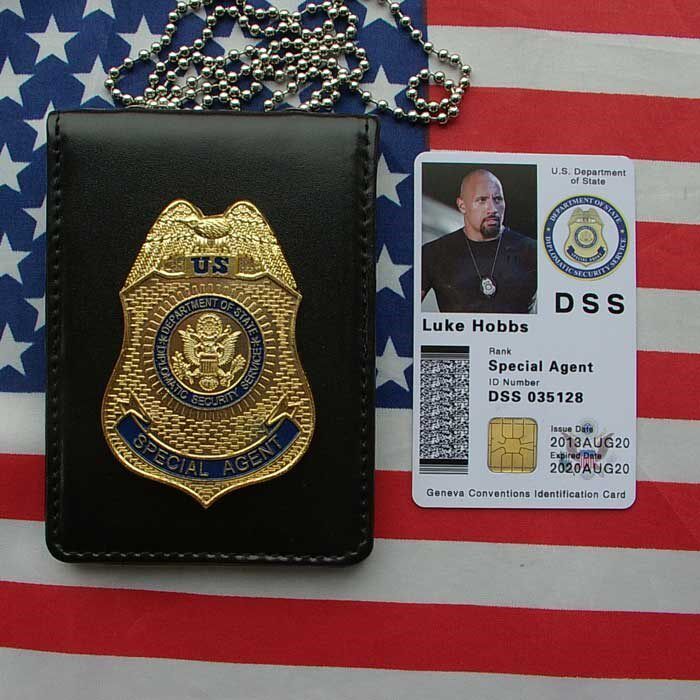 Deadly 8 Johnson US Diplomatic Service DSS Metal Badge Multi-Card ID Pack