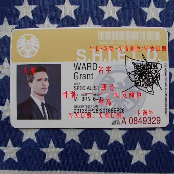 S.H.I.E.L.D. Identity Card Video Prop Performance Card Agent Identity ID Card DIY Card