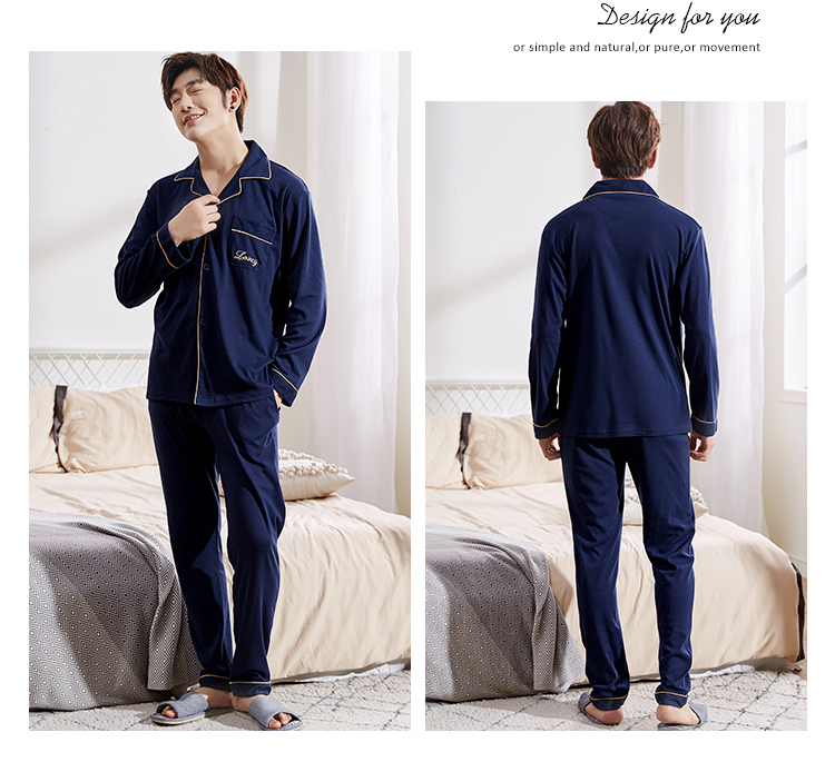 Đồ ngủ nam ở Nam Cực cotton dài tay phiên bản Hàn Quốc của mùa xuân và mùa thu thanh niên phục vụ nhà nam mùa thu đông bộ pijama nam