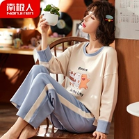 Đồ ngủ nữ ở Nam Cực mùa xuân và mùa thu cotton dài tay phù hợp với mùa thu và mùa đông Hàn Quốc dễ thương có thể mặc dịch vụ tại nhà của phụ nữ thời trang mặc nhà nam nữ