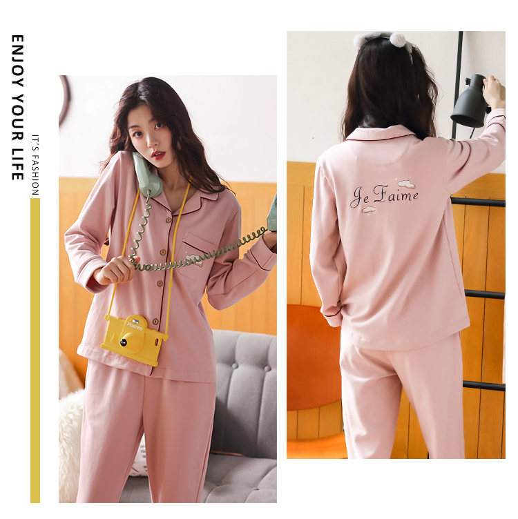 Đồ ngủ nam cực nam xuân hè thu đông tay dài bằng vải cotton mỏng phù hợp với phiên bản tiếng Hàn của chất liệu cotton dễ thương cho nữ đầm ngủ dễ thương