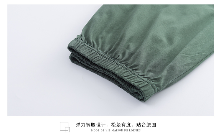 Đồ ngủ nam nữ mùa hè bông ngắn tay chín- quần hai mảnh phù hợp với phiên bản Hàn Quốc của lỏng bên ngoài mặc dịch vụ nhà phù hợp với kiểu áo đồ bộ