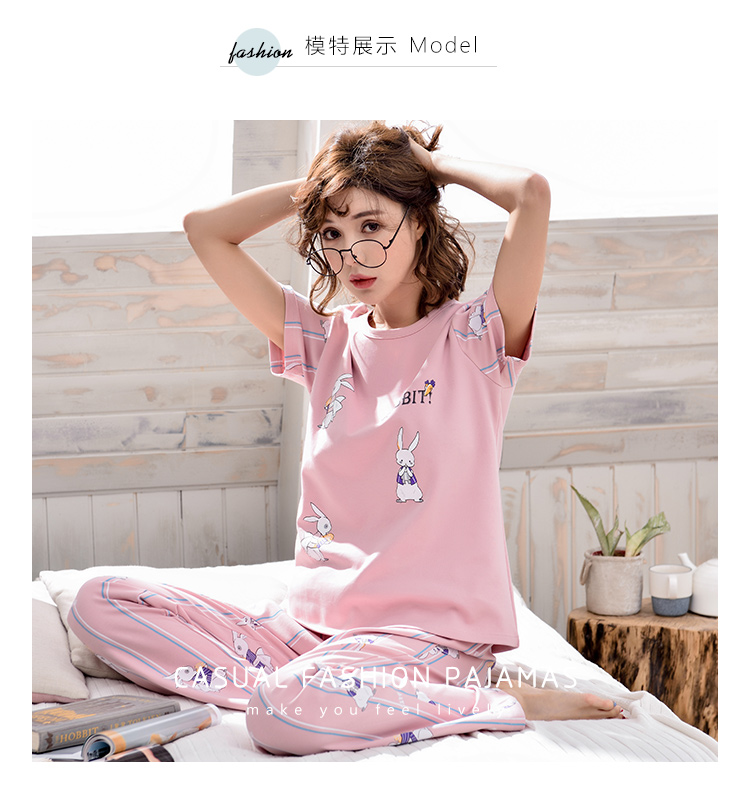 Bộ đồ ngủ cotton mùa hè ở Nam Cực Quần ngắn tay nữ phiên bản Hàn Quốc của sinh viên mới có thể mặc dịch vụ tại nhà phù hợp với áo hai dây đồ bộ mặc nhà bằng vải thun