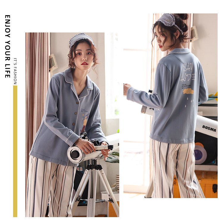 Đồ ngủ nữ ở Nam Cực mùa xuân và mùa thu cotton dài tay dễ thương dịch vụ tại nhà mùa thu và mùa đông của phụ nữ cotton mỏng phù hợp với lỏng bộ đồ the thao nữ hàng hiệu