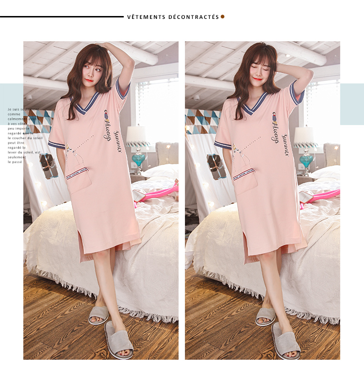 Mùa hè ở Nam Cực phiên bản Hàn Quốc của các quý cô cotton ngắn tay áo ngủ kích thước lớn đồ ngủ dễ thương cô gái váy gợi cảm phục vụ nhà đồ ngủ gợi cảm
