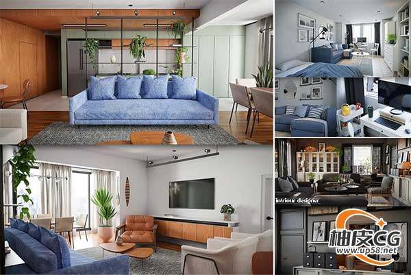 30组Blender现代风格室内装饰3D场景模型合集