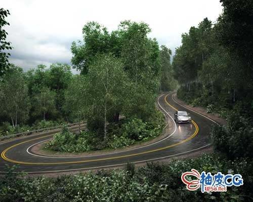 3DSMAX / VRay室外场景设计树木精细3D模型