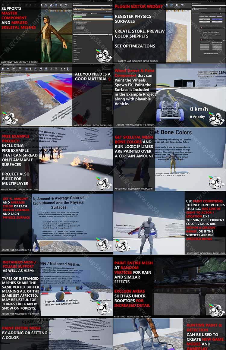 Unreal Engine顶点颜色绘制与检测工具插件Runtime Vertex Paint & Detection Plugin