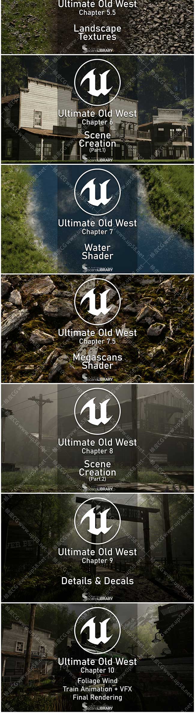 Unreal Engine创建地形植被纹理西部景观环境完整视频教程(中文字幕)