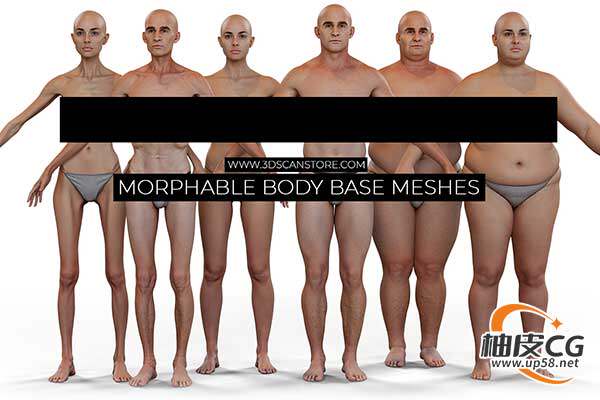 Morphable扫描级高精度支持Zbrush体型可变形男女基模