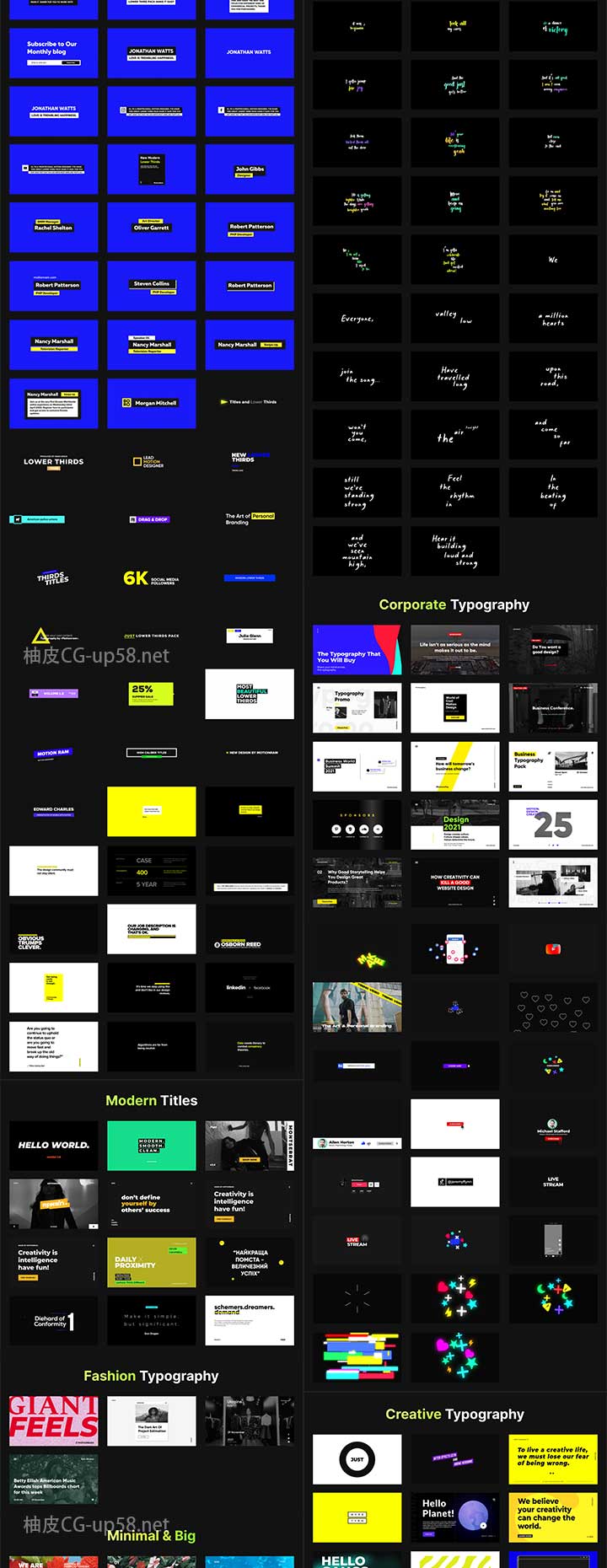 AE脚本 500+创意标题字幕文字元素排版动画预设包AtomX