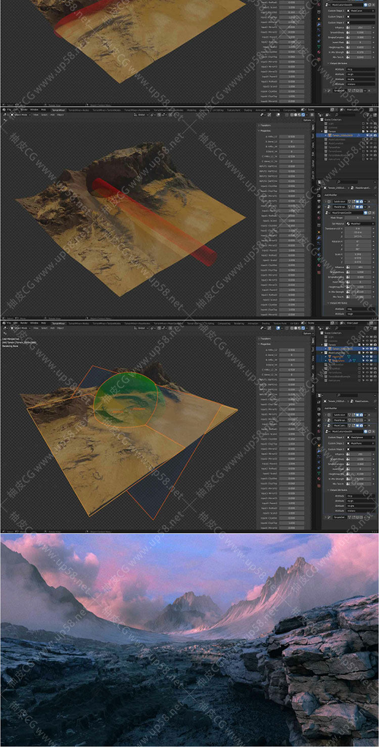 [汉化版]Blender高效的地形材质混合与创建工具Terrain Mixer v3.1.3+中文字幕教程
