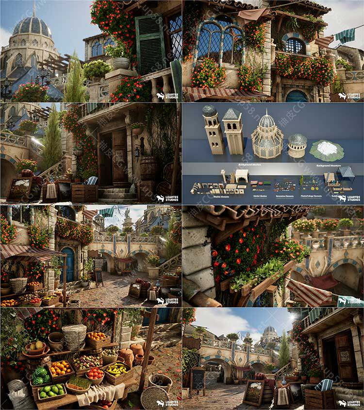 Unreal Engine适合关卡设计与游戏美术179组高精度奇幻城市街道环境包