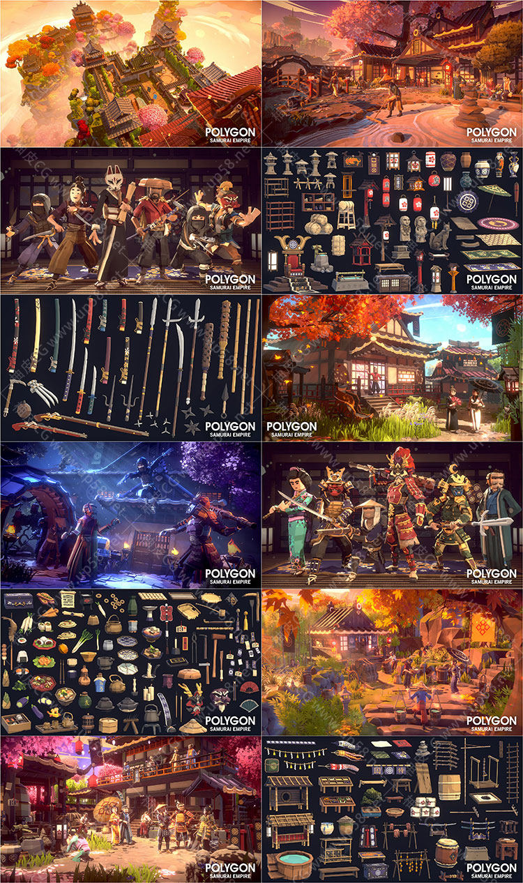 Unreal Engine古代战士主题游戏角色建筑环境动态特效模块化组件资源包