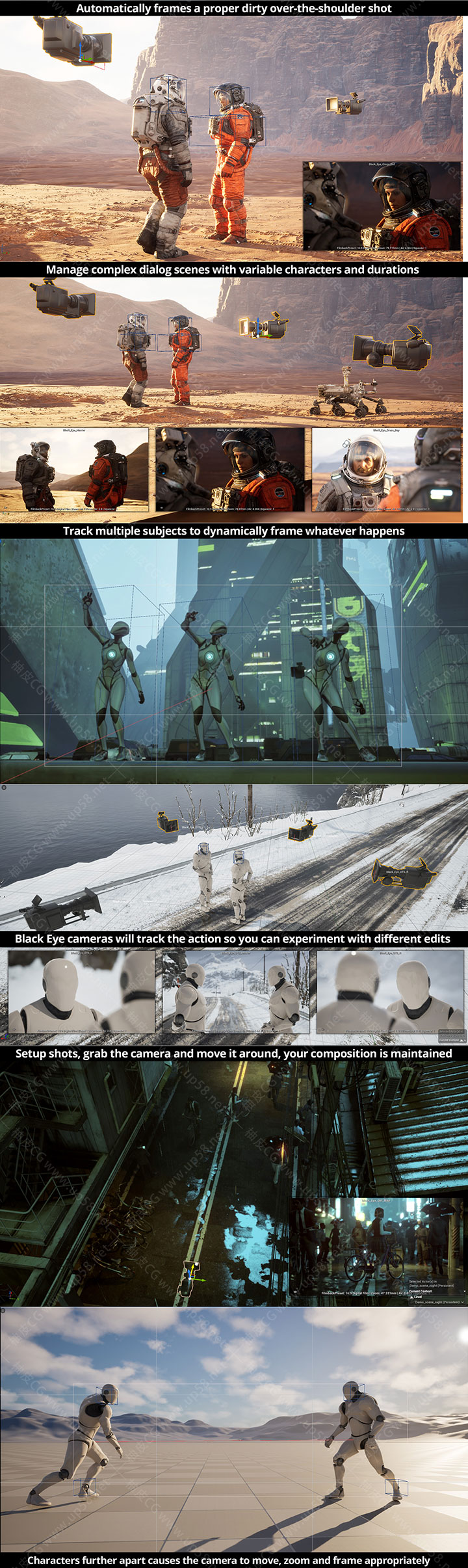 Unreal Engine游戏与电影级镜头程序化摄像机系统Black Eye Cameras v2.0.2+中文字幕视频教程