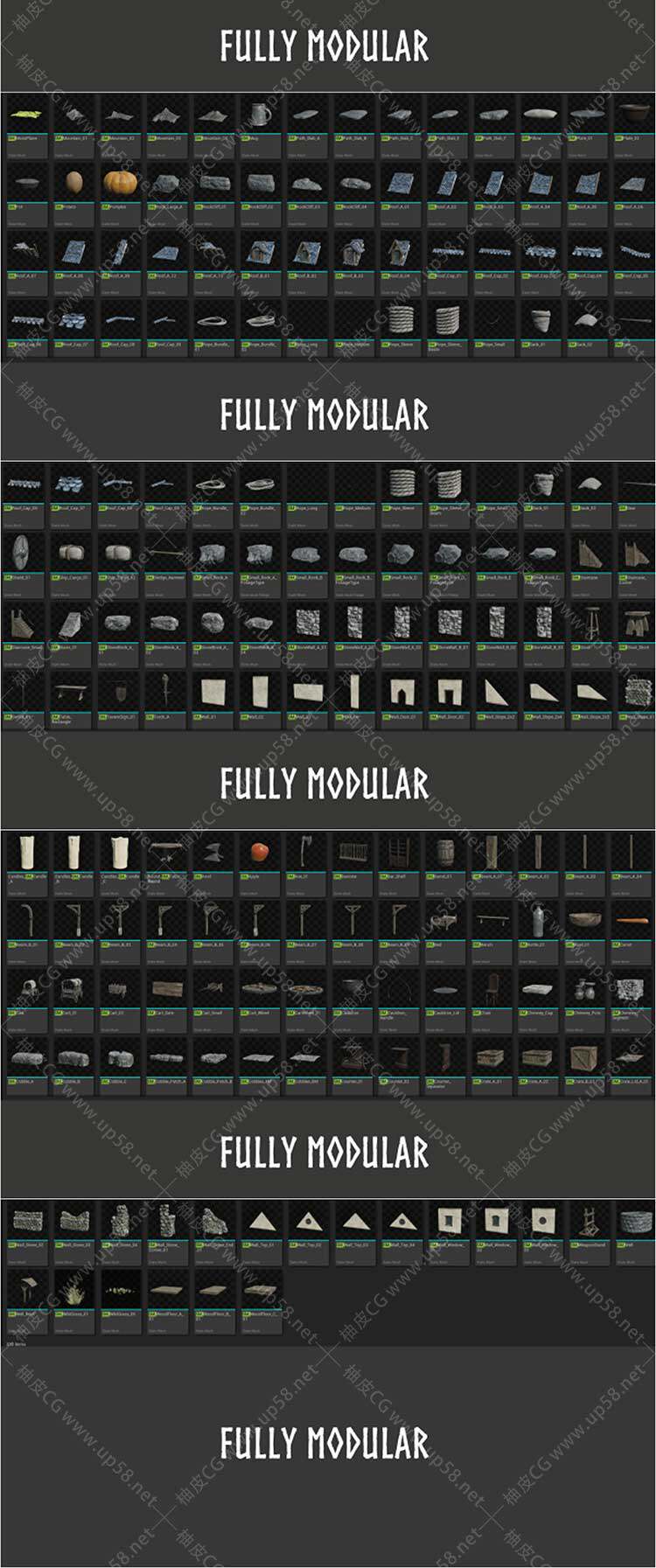 Unreal Engine中世纪城镇与码头模块化场景素材Modular Medieval Town, Docks