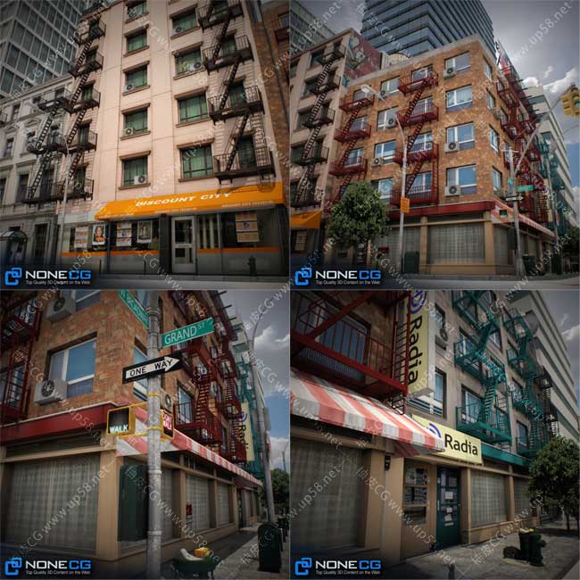 3DSMAX / C4D / MAYA超现实纽约城市街区3D模型