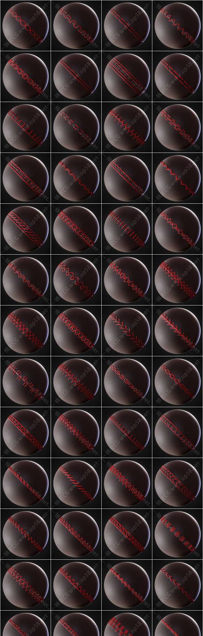 100种ZBrush和Substance Painter模拟针线针迹画笔笔刷