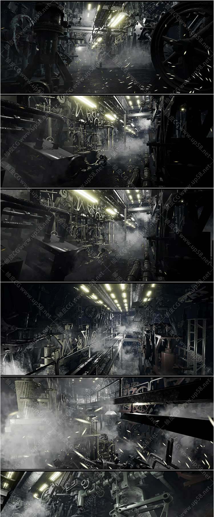 Unreal Engine充满蒸汽和活力的老式机器场景UE素材