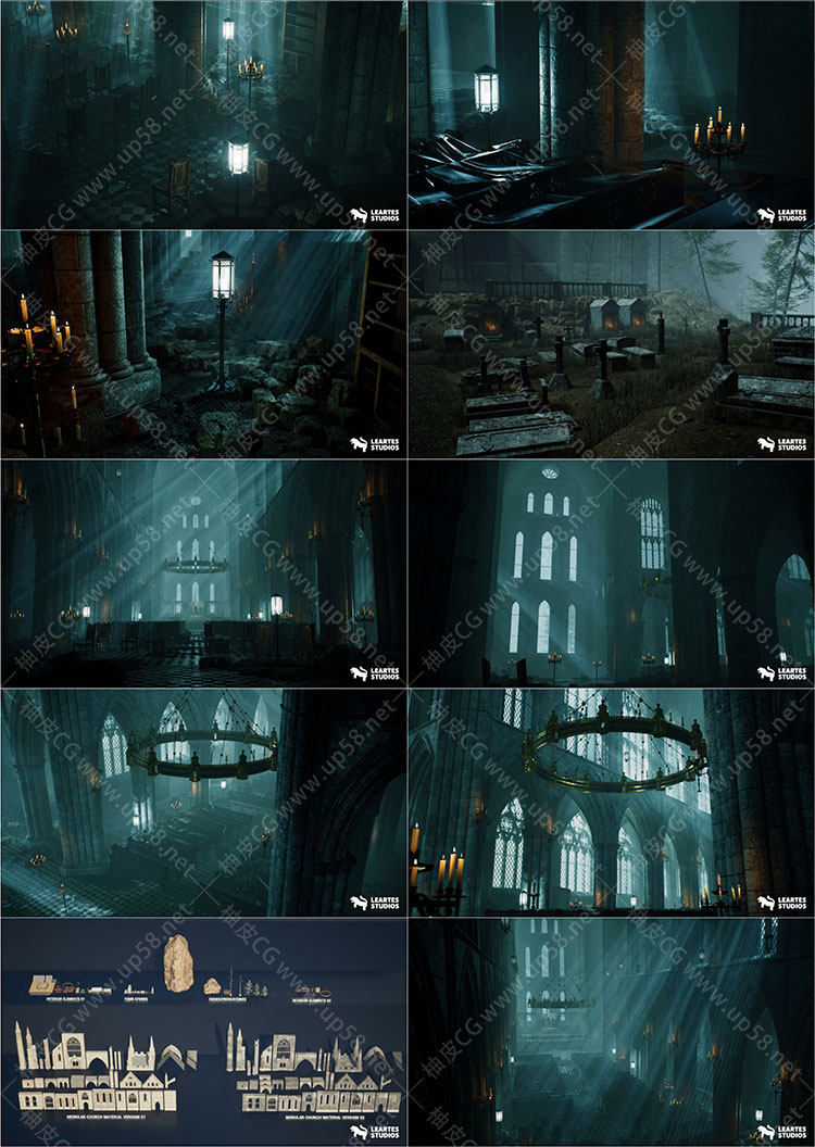 Unreal Engine虚拟制作与游戏模块化遗迹风环境素材包Forgotten Echoes