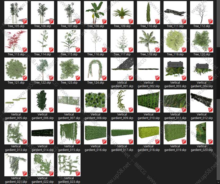 SU / SketchUp树木植物灌木蕨类3D模型合集