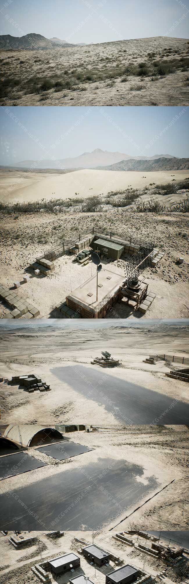 Unreal Engine沙漠庞大军事基地场景景观Military Base - Premium