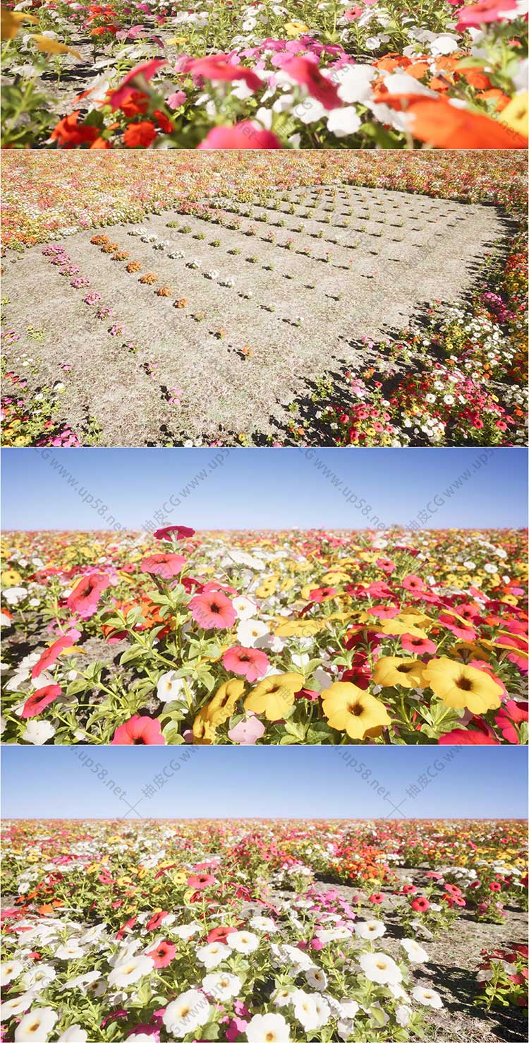 160+个Unreal Engine独特的游戏就绪鲜花花卉植物网格UE素材