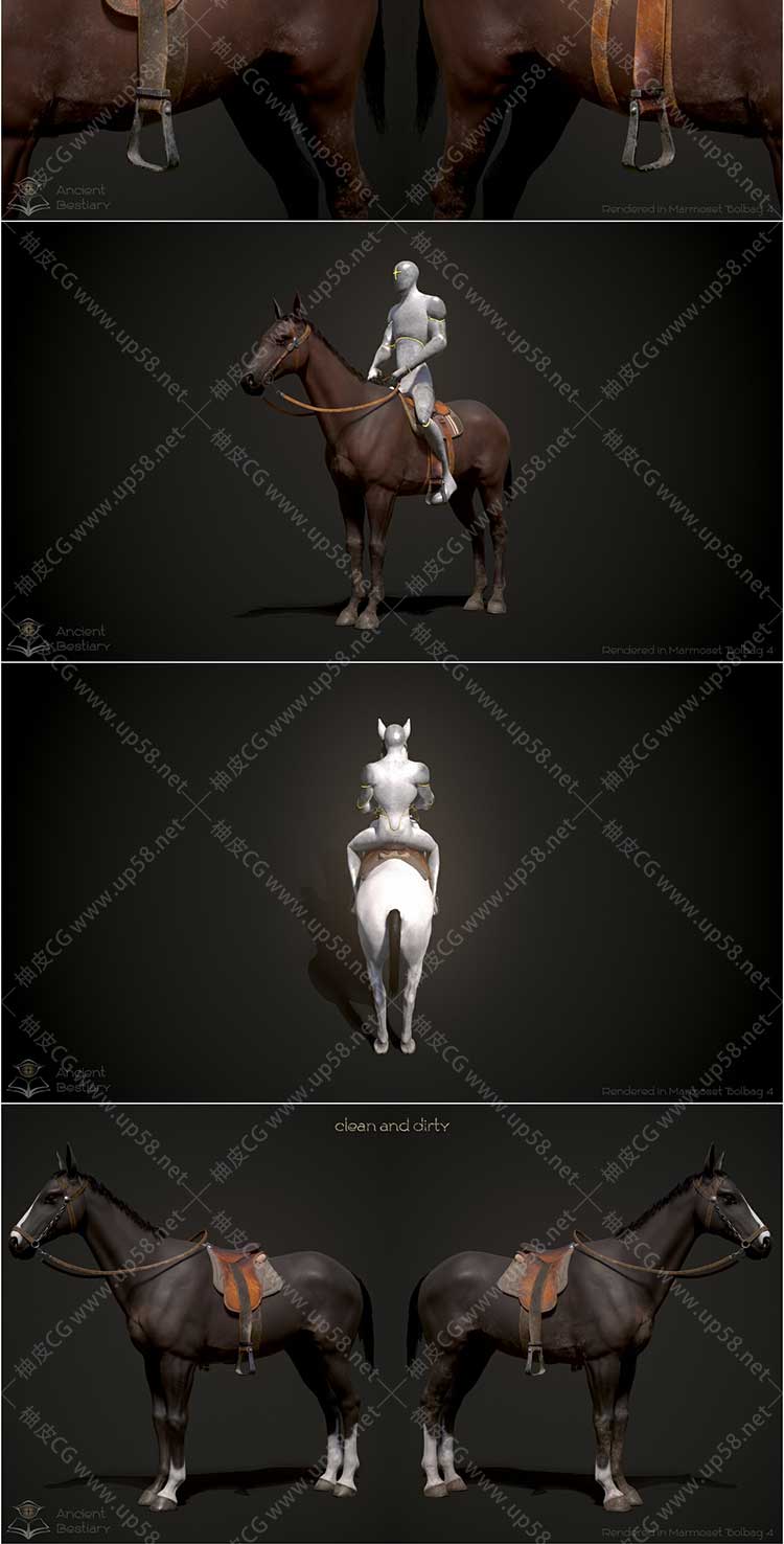 Unreal Engine高保真度多种颜色变体马模型UE素材+视频教程