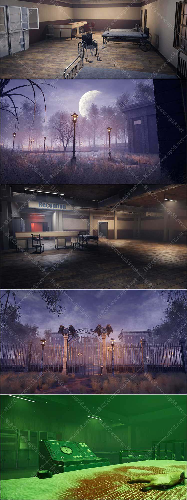 Unreal Engine影视游戏恐怖惊悚虚拟场景环境包