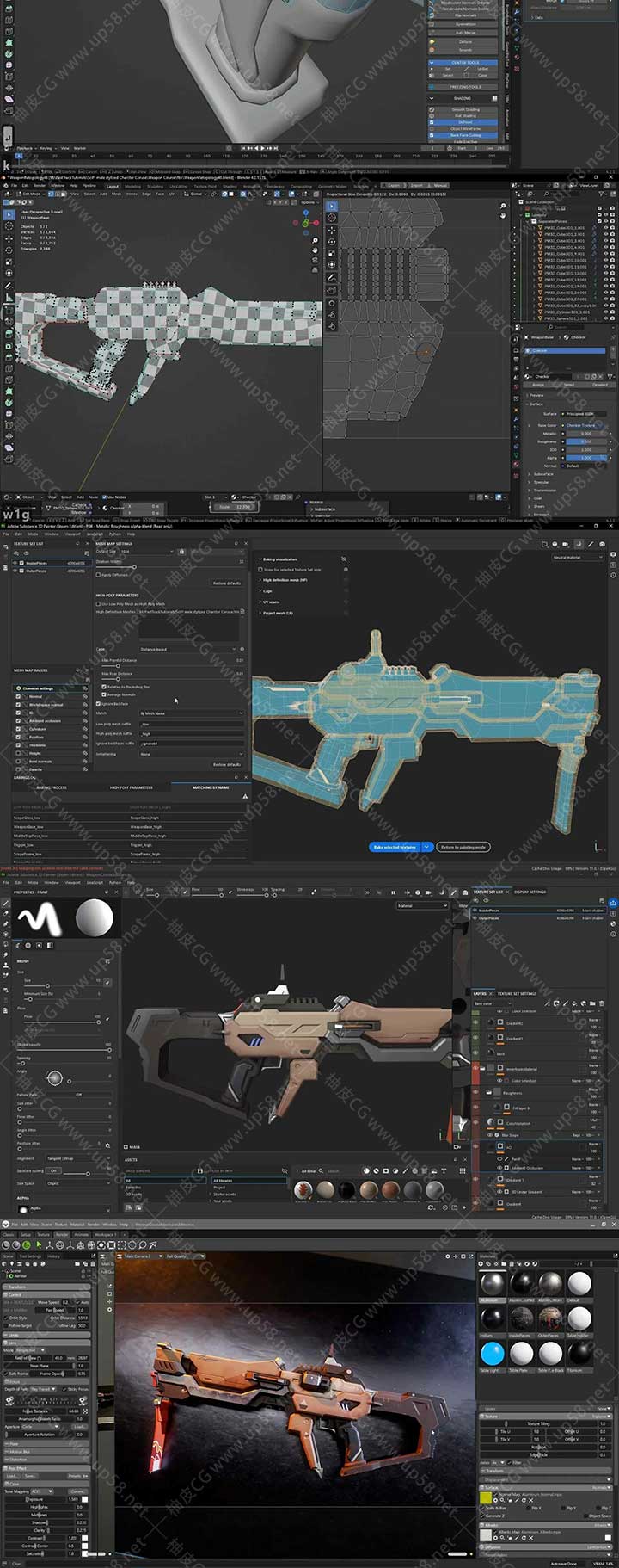ZBrush & Blender创建低多边形风格化3D武器深入视频教程