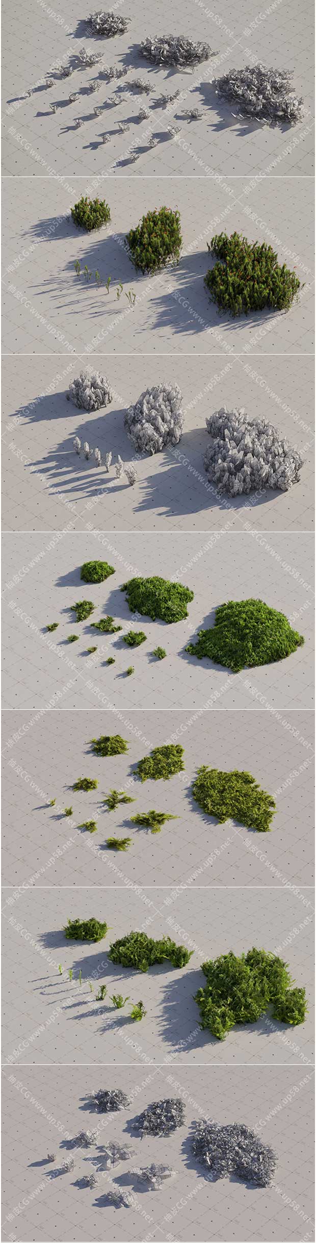 Blender岩石苔藓植物精细3D模型生成