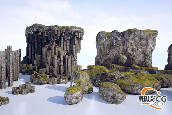 21 种Unreal Engine玄武岩柱和岩石-资产套件 PBR